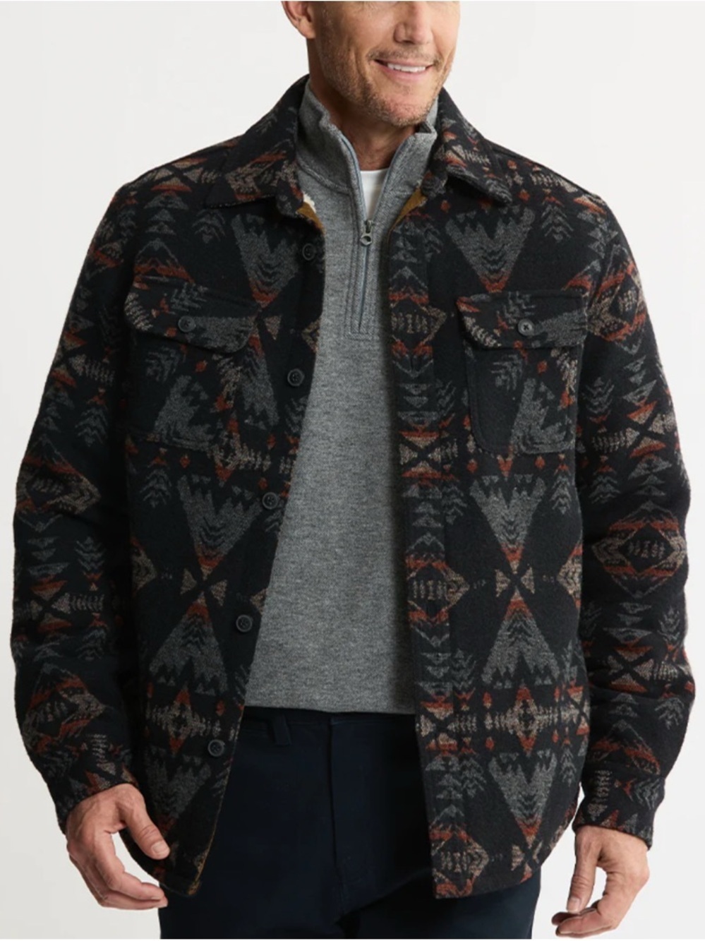 Sherpa Lined Wool Blend Shirt Jacket | XL